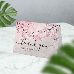 Vintage Cherry Blossom Spring Wedding Thank You Card