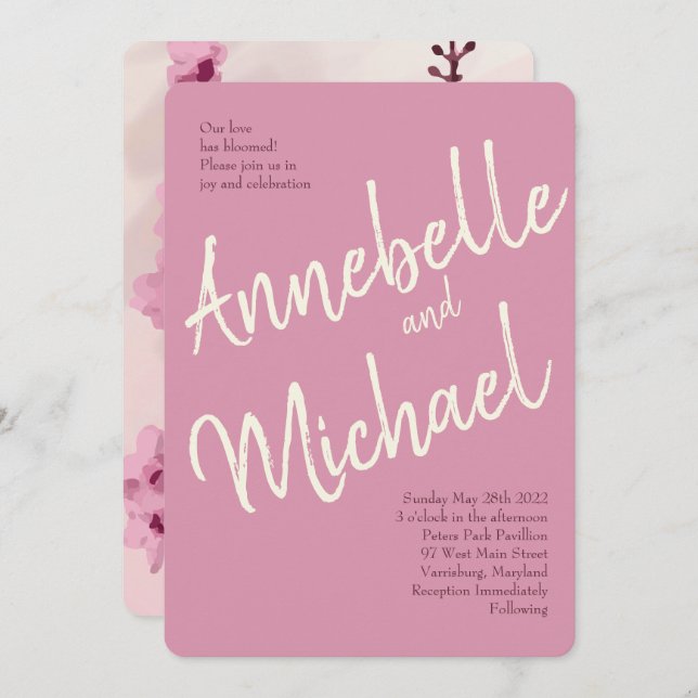 Vintage Cherry Blossom Wedding Invitations (Front/Back)