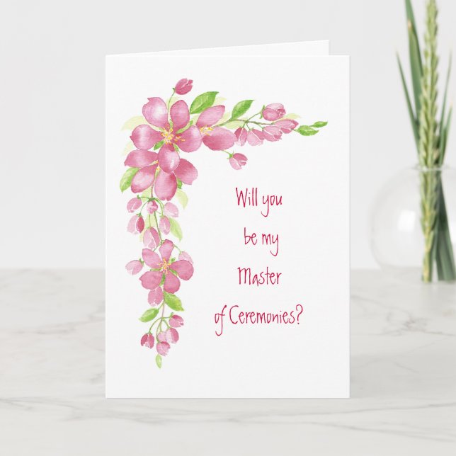 Vintage Cherry Blossom Wedding Master Ceremonies Invitation (Front)