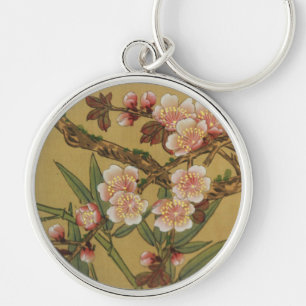 Vintage Cherry Blossoms Asian Japanese Flowers Keychain