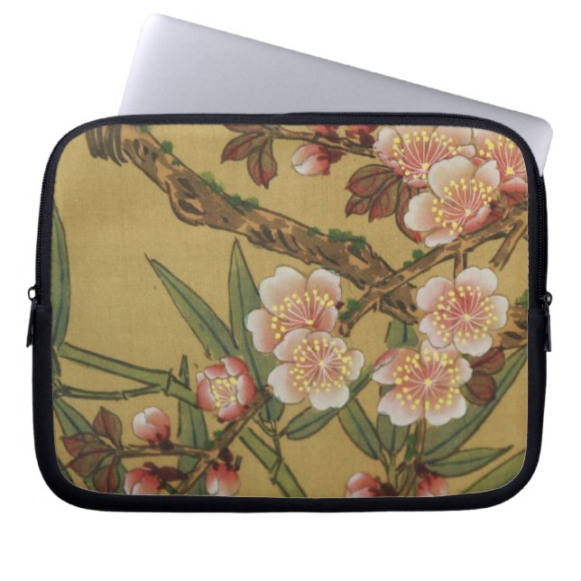 Vintage Cherry Blossoms Asian Japanese Flowers Laptop Sleeve (Front)