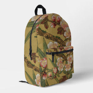 Vintage Cherry Blossoms Asian Japanese Flowers Printed Backpack
