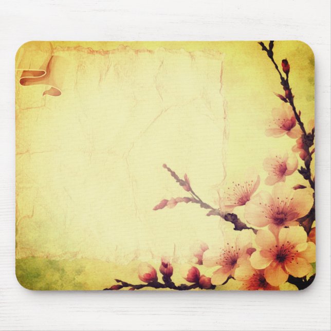 Vintage Cherry Blossoms Mouse Pad (Front)