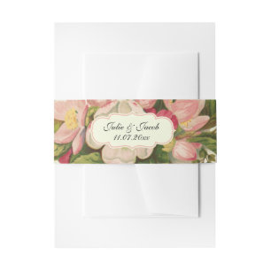 Vintage Cherry Blossoms Wedding Spring Flowers Invitation Belly Band