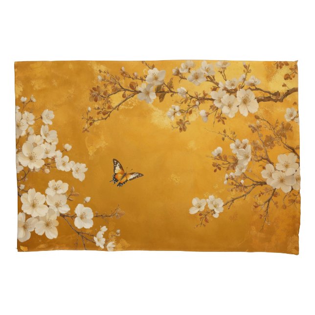 Vintage Cherry Blosssom Flowers Pillowcase (Front)