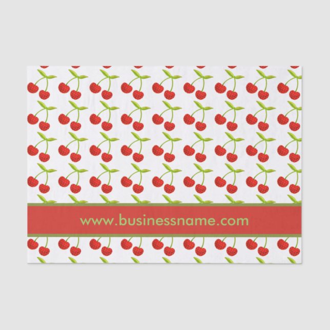 Vintage Cherry Illustration Custom Text Tissue Paper (Front)