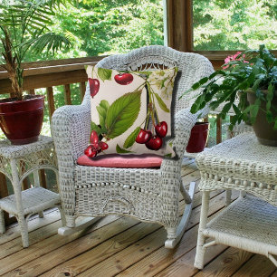 Vintage Cherry Illustration Throw Pillow