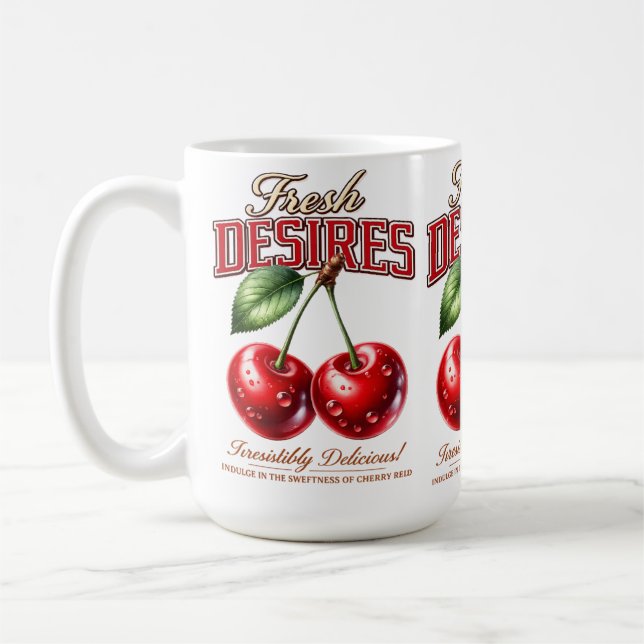 Vintage Cherry Mug | Retro Fruit Coffee Cup (Left)