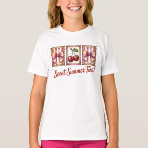 Vintage Cherry Postage Stamp Sweet Summer Time T-Shirt