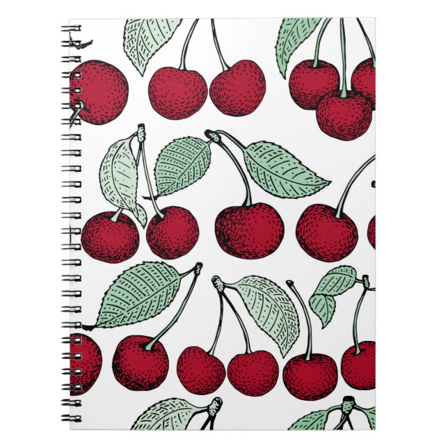 Vintage cherry seamless pattern. Background,  patt Notebook (Front)