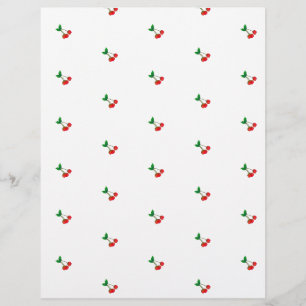 Vintage Cherry Stems Scrapbook Paper
