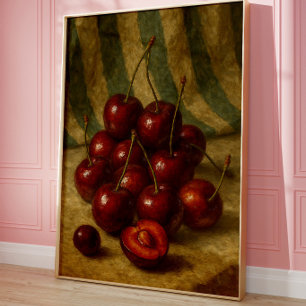 Vintage Cherry Still Life Wall Art Print   Classic