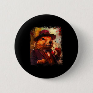 Vintage Cherry Victorian Anthropomorphic Dapper Gr 2 Inch Round Button