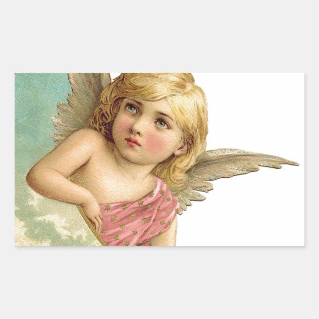 Vintage Cherub and Cresent Moon Sticker (Front)