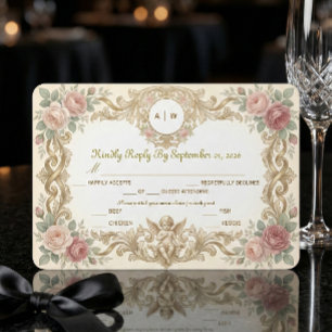 Vintage Cherub Angel Ornate Rococo Frame RSVP Card
