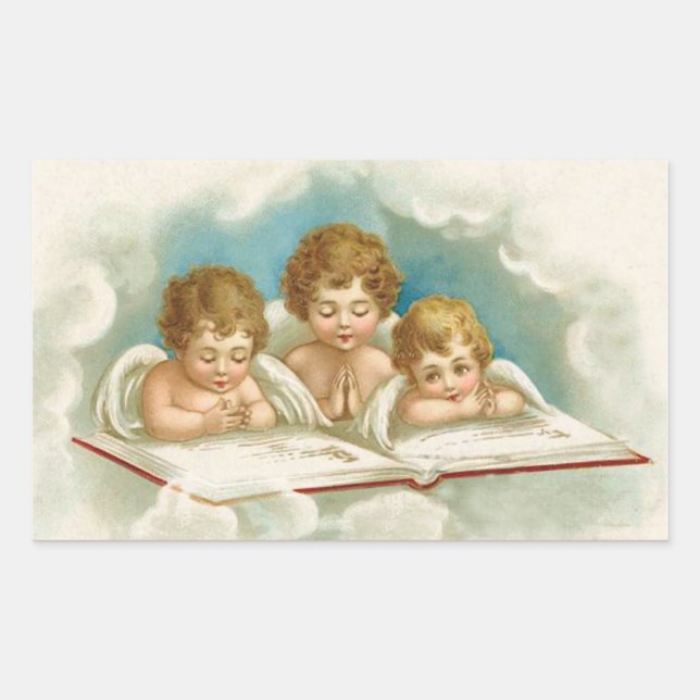 Vintage cherub angels christmas holiday sticker (Front)