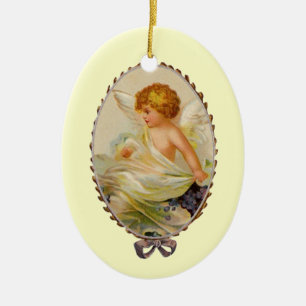 Vintage Cherub Ceramic Ornament