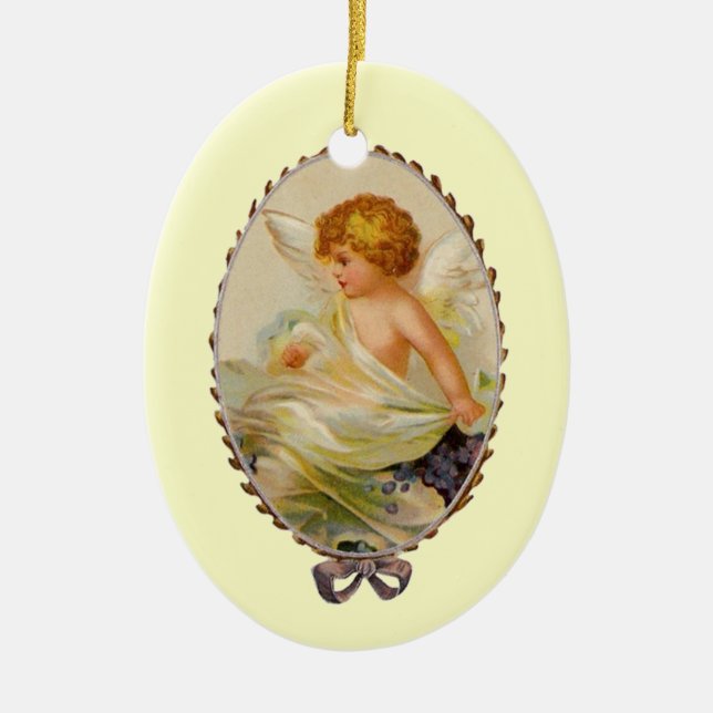 Vintage Cherub Ceramic Ornament (Front)