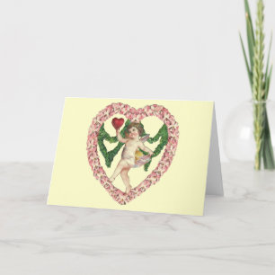 Vintage Cherub Floral Heart Card