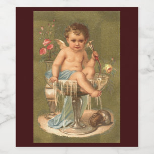 Vintage Cherub New Years Sparkling Wine Labels