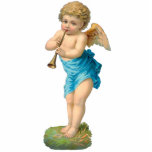Vintage Cherub Photo Sculpture<br><div class="desc">Sweet victorian cherub playing horn on photo sculpture.</div>