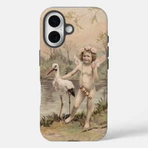 Vintage Cherub with Stork by Lake iPhone 16 Case