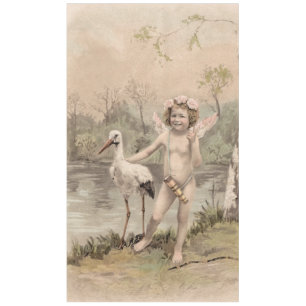 Vintage Cherub with Stork by Lake Tablecloth