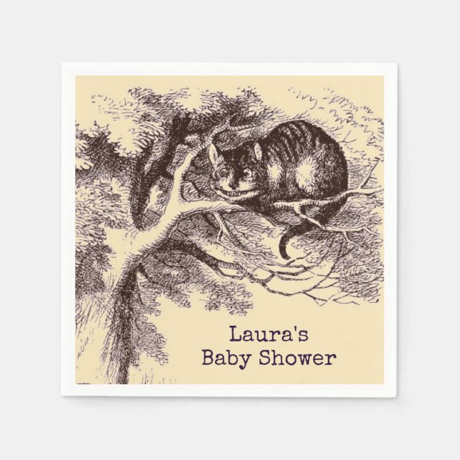Vintage Cheshire Cat Baby Shower Napkin (Front)