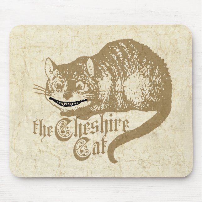 Vintage Cheshire Cat Illustration Mouse Pad (Front)