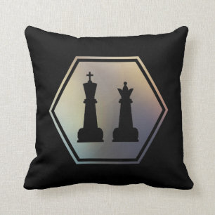 Vintage Chess Art King and Queen Chess Pieces Throw Pillow