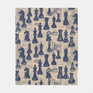 Vintage chess piece fleece blanket