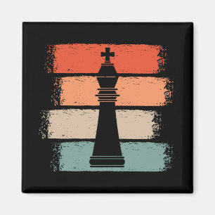 Vintage Chess Pieces Retro Magnet