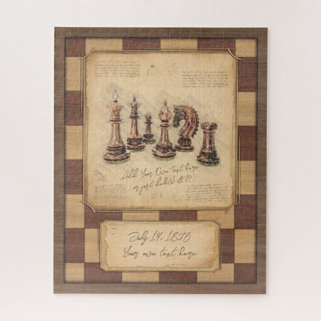 Vintage Chessboard & Chess Pieces, Player Gift Jigsaw Puzzle (Vertical)