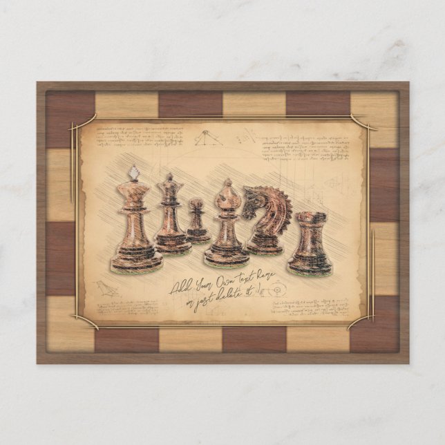 Vintage Chessboard & Chess Pieces, Player Gift Postcard (Front)