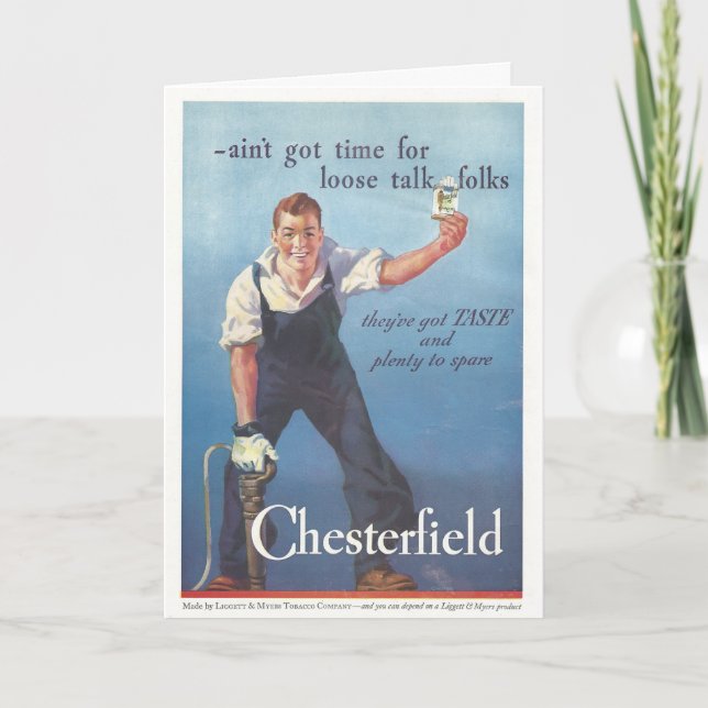Vintage Chesterfield Cigarettes Advertisement Card (Front)