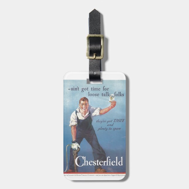Vintage Chesterfield Cigarettes Advertisement Luggage Tag (Front Vertical)