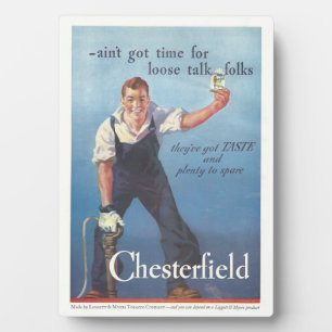 Vintage Chesterfield Cigarettes Advertisement Plaque