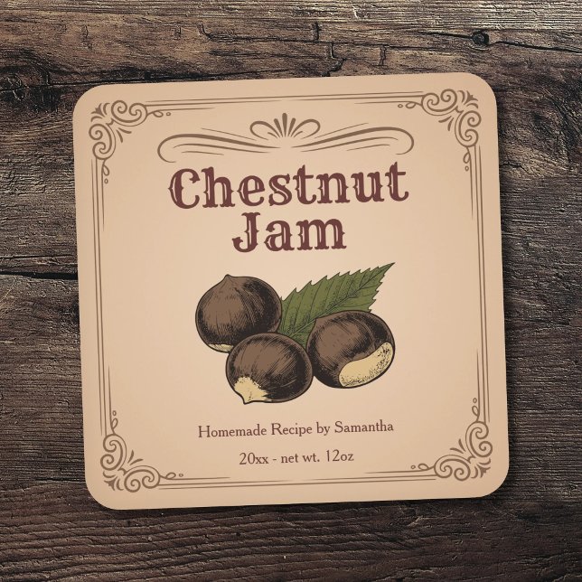 Vintage Chestnut Jam Label Sticker (Vintage Chestnut Jam Label Sticker)