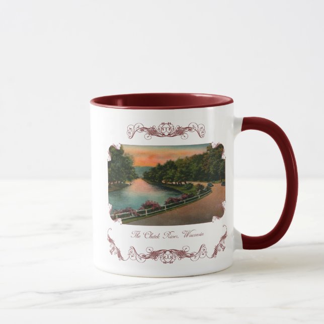 Vintage Chetek River Wisconsin Café Mug (Droite)