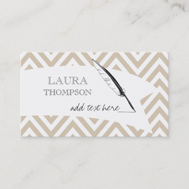 Vintage Chevron Author Writer Business Cards (Front)