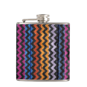 Vintage Chevron Wood Abstract #6 Hip Flask
