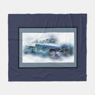 Vintage Chevy in Blue Fleece Blanket