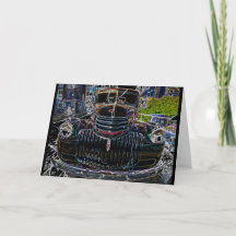 Vintage Chevy Truck Line Drawing Card