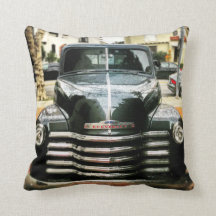 Vintage Chevy Truck Pillow With Charcoal Grey Back