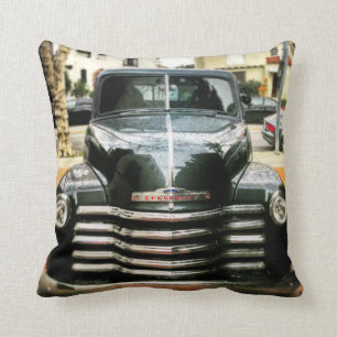 Vintage Chevy Truck Pillow With Charcoal Grey Back