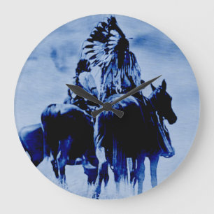 Vintage Cheyenne Warriors Round Wall Clock