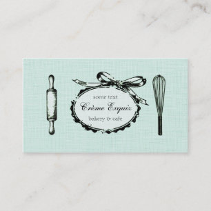 vintage chic baking bakery baker girly mint business card