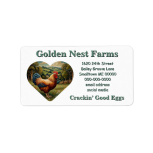 Vintage chic boho chicken pasture landscape label