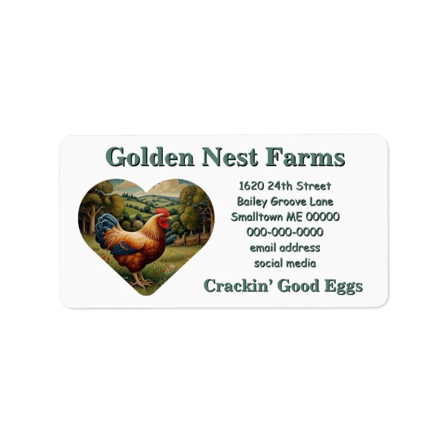 Vintage chic boho chicken pasture landscape label (Front)