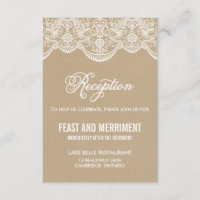 Vintage Chic Brocade Lace Wedding Reception Card